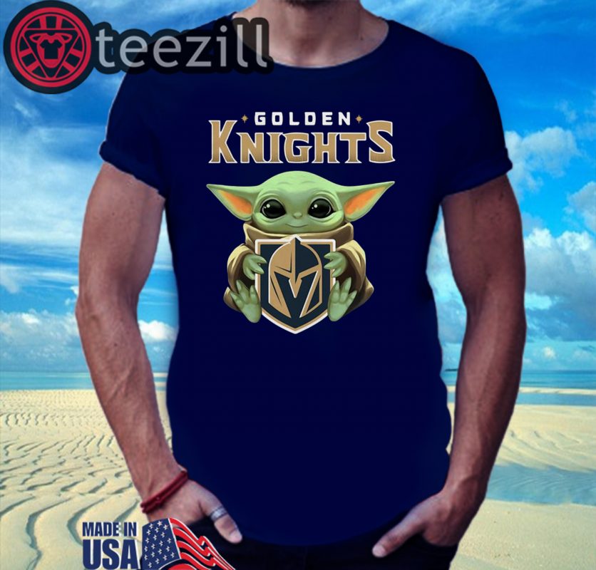 Baby Yoda Hug Logo Golden Knights Shirt Teezill