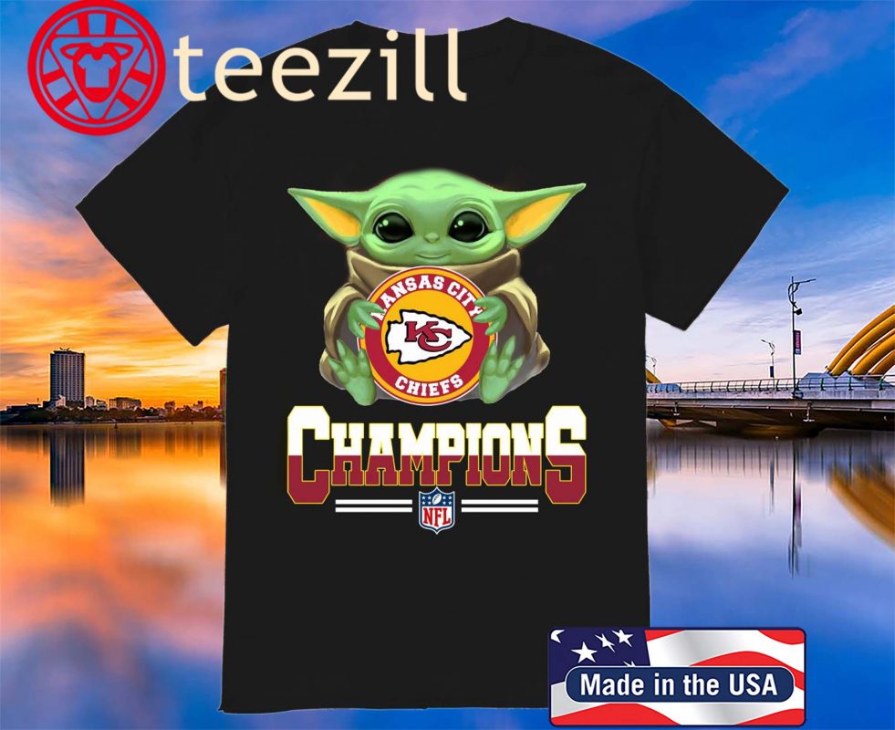 Baby Yoda Hug Kansas City Chiefs Champions Tee Shirt Teezill