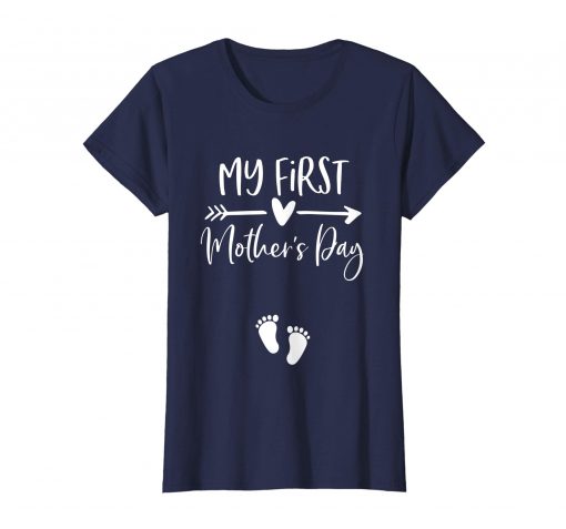 Womens My First Mothers Day Pregnancy Announcement Gift Shirts