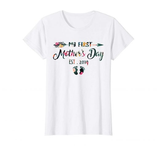 Womens My First Mothers Day Pregnancy Announcement Tee