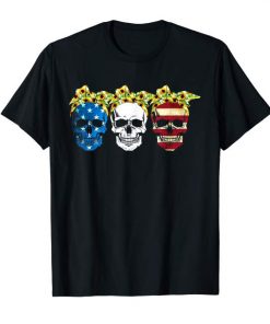 Classic Mens Flag Skull Sunflower Gift Shirt