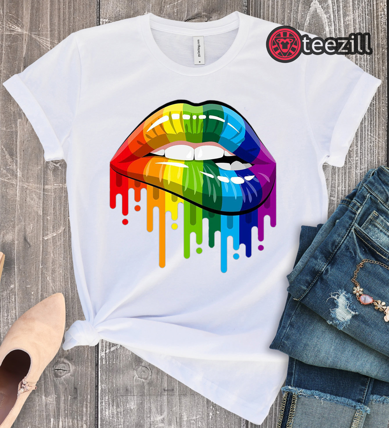 Cool Lgbt Rainbow Lips Pride T Shirt Gay Homosexual Lesbian Shirts