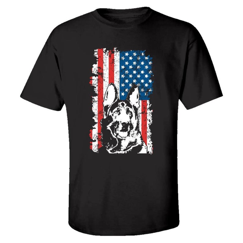 Men's German Shepherd American Flag July 4th Women's T-shirt