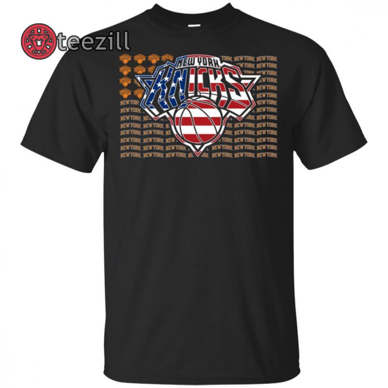 New York Knicks USA Flag T-shirt - Fan’s Basketball Shirt - teezill