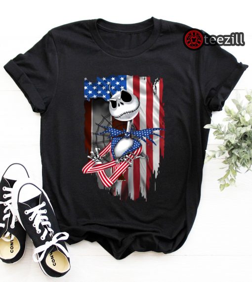 Jack Skellington American Flag Independence day Limited Edition T Shirt