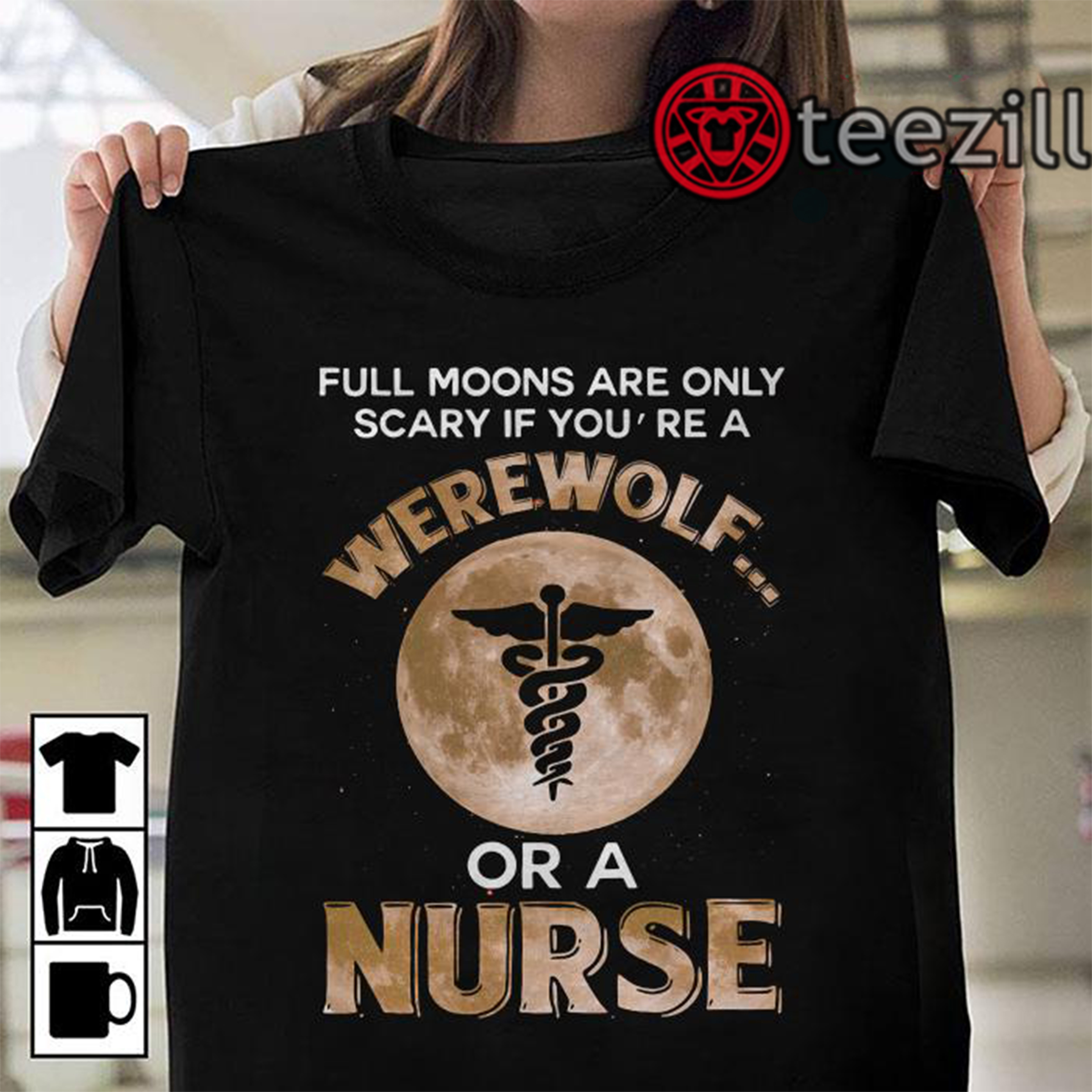 Nieuw Nurse T-shirt Full Moons Are Only Scary If You're Werewolf Or QK-64