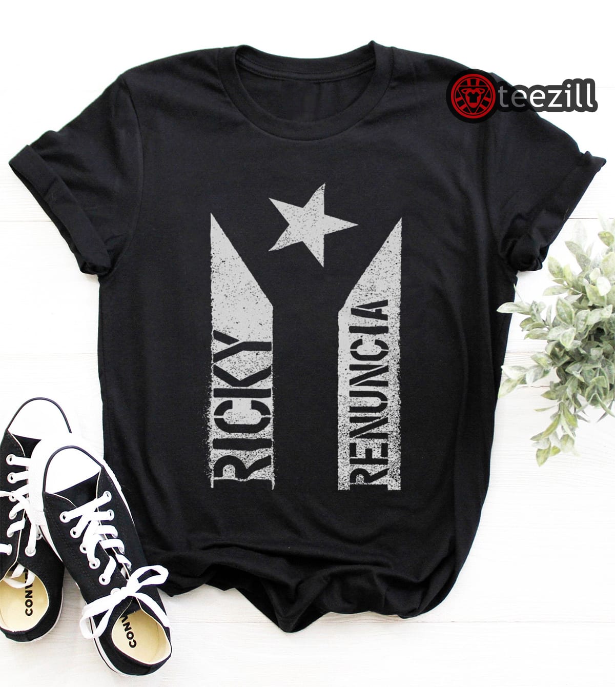 Men's Ricky Renuncia Bandera Negra Puerto Rico Top Shirt T-Shirt - Image 2