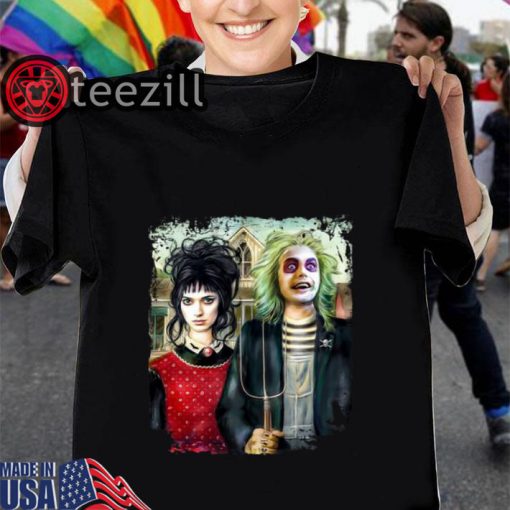 Halloween American Gothic Beetlejuice and Lydia T Shirt