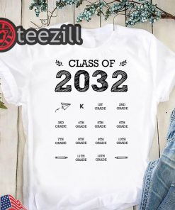 Kids class of 2032 grow with me with space for check marks shirt