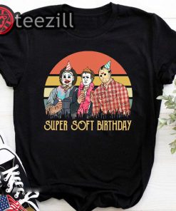 Birthday vintage horror movie characters super soft shirt
