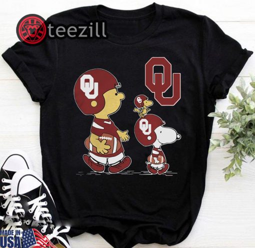 NLF Charlie brown snoopy and woodstock oklahoma sooners shirt