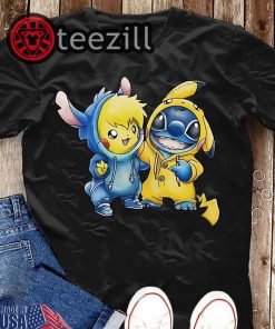 Pikachu and baby stitch cartoon movie baby shirt