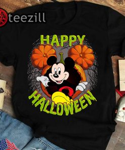 Women's Disney mickey mouse pumpkin happy halloween t-shirt