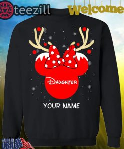 Custom Name Minnie Reindeer Daughter Family Christmas Shirt