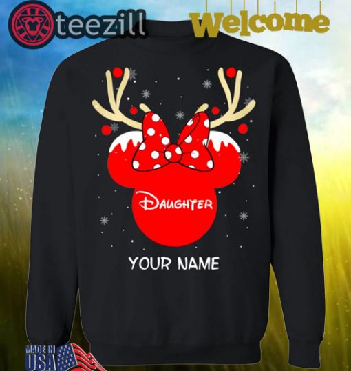 Custom Name Minnie Reindeer Daughter Family Christmas Shirt