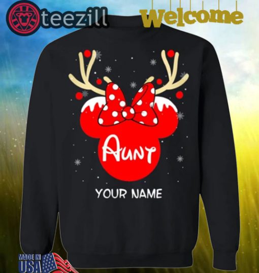 Custom Name Minnie Reindeer Aunt Family Christmas Shirt
