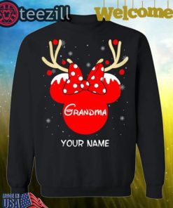 Nice Custom Name Minnie Reindeer Grandma Family Christmas Shirt