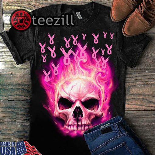 Breast Cancer Awareness Fire Skull Version Shirts