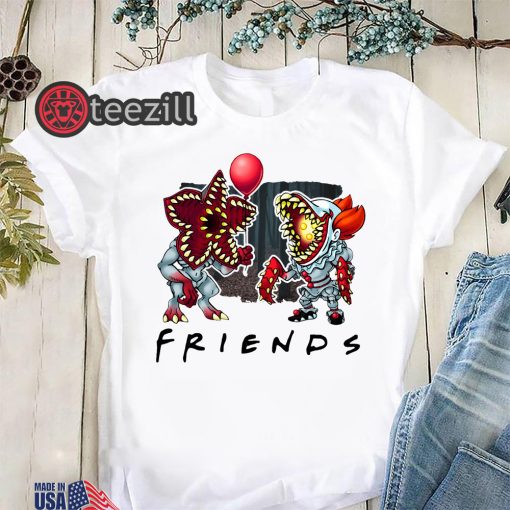 Friends tv show stranger things demogorgon pennywise it shirt