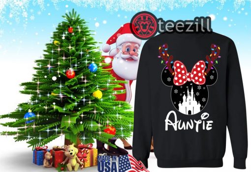 Reindeer Minnie Auntie Disney Castle Family Christmas Shirt