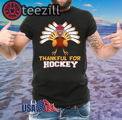 Thankful For Hockey Turkey Sport Love Thanksgiving Family Shirts