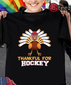 Thankful For Hockey Turkey Sport Love Thanksgiving Family TShirt