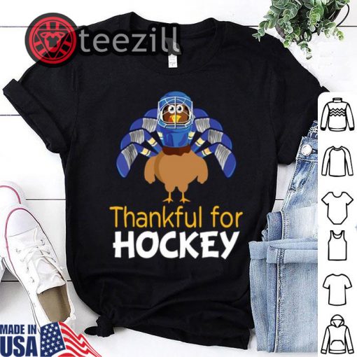 Turkey Thankful For Hockey Thanksgiving Tshirt