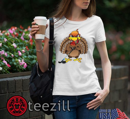 Turkey Thanksgiving Ice Hockey T-shirts
