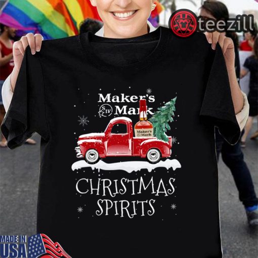 Christmas Spirits Southern Comfort Whisky On Red Old Truck Tshirt