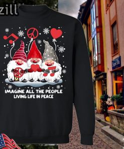 Gnomies Imagine All The People Living Life In Peace Christmas Sweatshirt