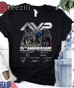 AVP Alien vs Predator 15th Anniversary 2004 2019 Signatures Tshirt