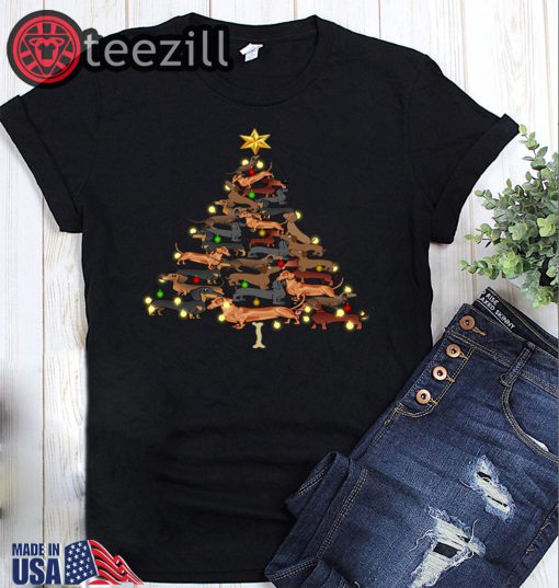 Dachshund Christmas Tree T Shirt