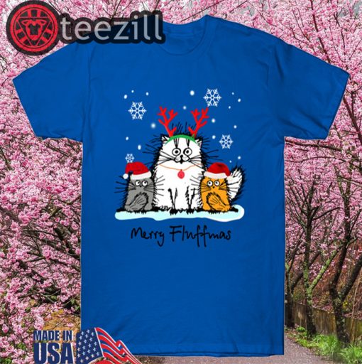 Fluffy Cat Merry Fluffmas Tshirt