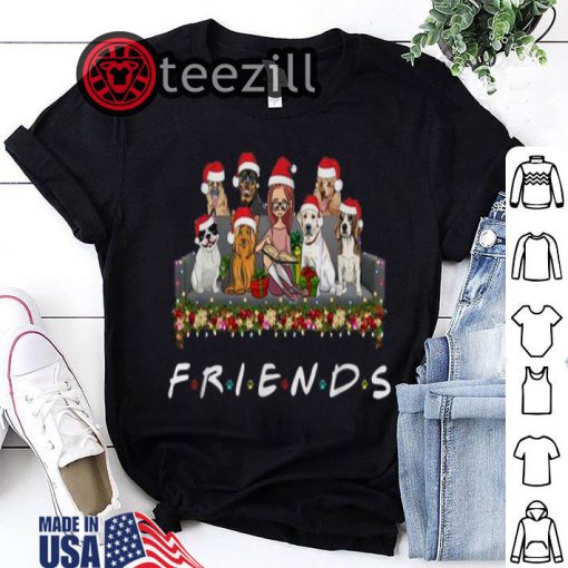 Girl and Dogs Friends Christmas Tshirt