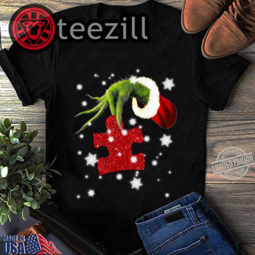 Grinch Hand Holding Autism Christmas Shirts
