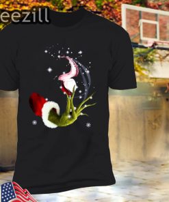 Grinch Hand Holding Glass of Wine Christmas Shirt