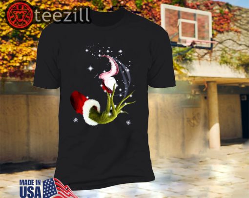 Grinch Hand Holding Glass of Wine Christmas Shirt