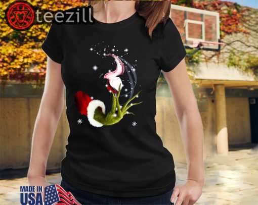 Grinch Hand Holding Glass of Wine Christmas Shirts