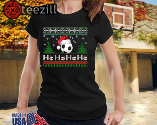 Ho Ho Ho Santa Soccer Ball Sweatshirt Ugly Sweater Style Shirt Xmas Gift Shirts