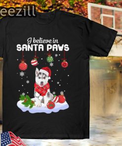 I Believe In Santa Paw, Funny Santa Husky Claus Dog Tshirt