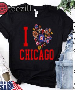 I love Chicago Sports Teams logo Tshirt