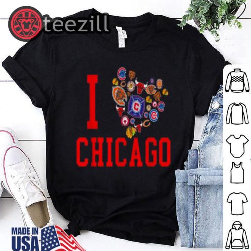 I love Chicago Sports Teams logo Tshirt