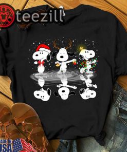 Official Three Snoopy Santa Hat Dance Christmas TShirts