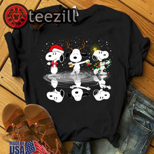 Official Three Snoopy Santa Hat Dance Christmas TShirts