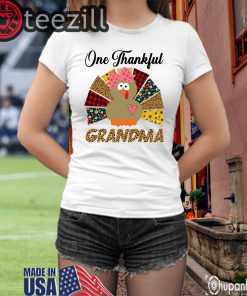 One Thankful Grandma Turkey Leopard TShirt