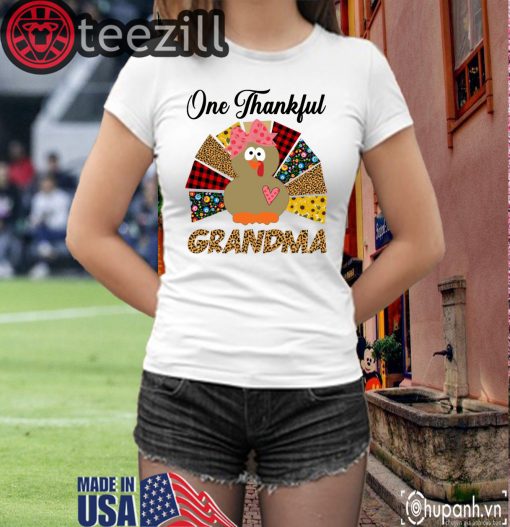 One Thankful Grandma Turkey Leopard TShirt