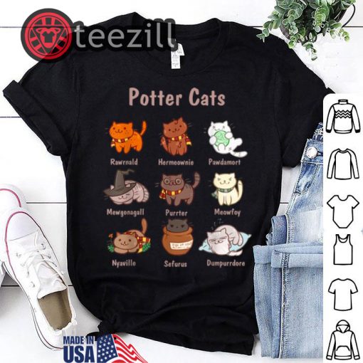 Original Potter Cats, Funny Gifts For Cat Lovers Tshirt