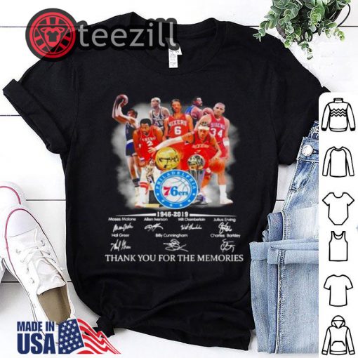 Philadelphia 76ers players signatures thank you for the memories Tshirt