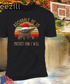 Vintage Adorable He Is Protect Him I Will Baby Yoda Shirt