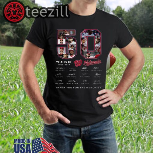 Washington Nationals 50 Years Thank You For The Memories signature Tshirts